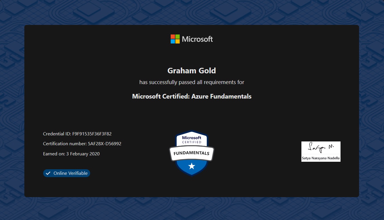 Microsoft Azure Fundamentals Cert